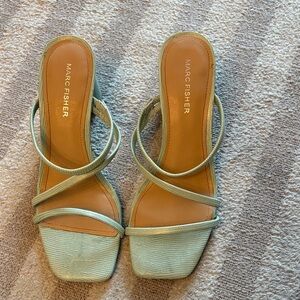 Marc Fisher Mint Green Strappy Square-Toe Slide Sandals